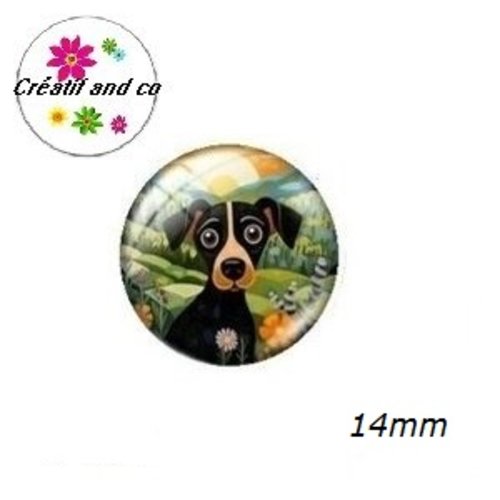 X2 cabochons chien 14mm