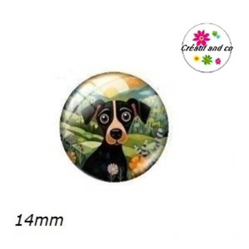 X2 cabochons chien 14mm