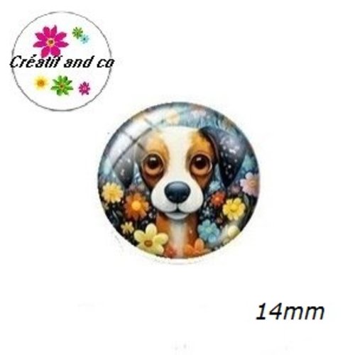 X2 cabochons chien 14mm