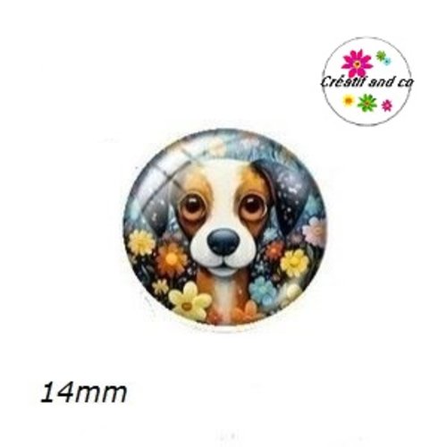 X2 cabochons chien 14mm