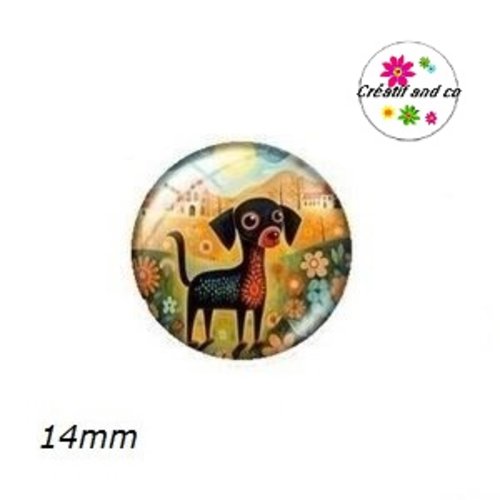 X2 cabochons chien 14mm
