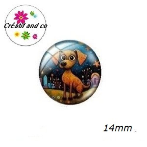 X2 cabochons chien 14mm