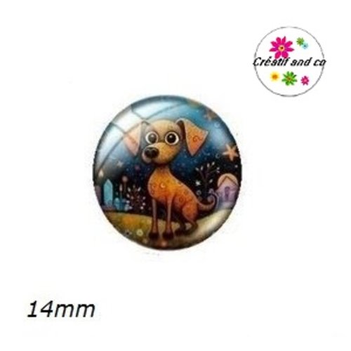 X2 cabochons chien 14mm