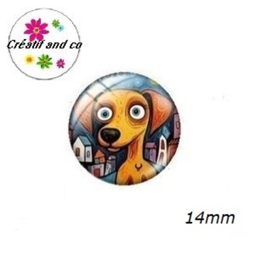 X2 cabochons chien 14mm