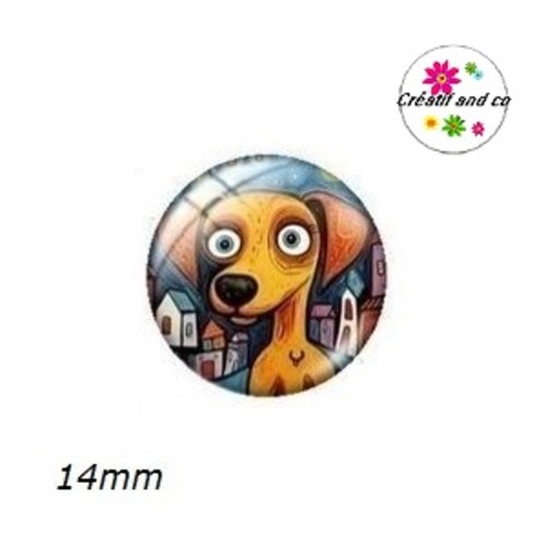X2 cabochons chien 14mm