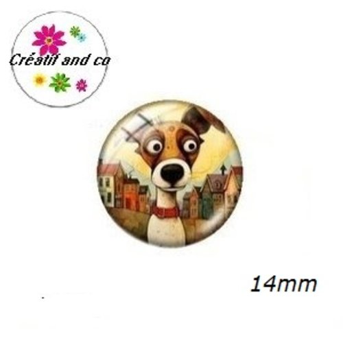 X2 cabochons chien 14mm
