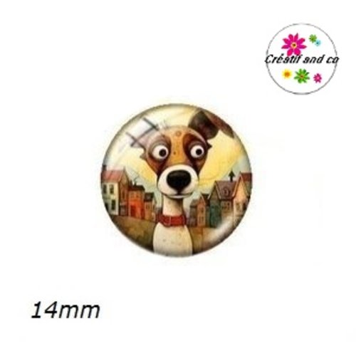 X2 cabochons chien 14mm