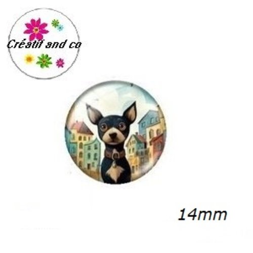 X2 cabochons chien 14mm