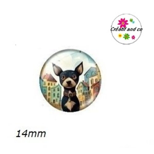 X2 cabochons chien 14mm