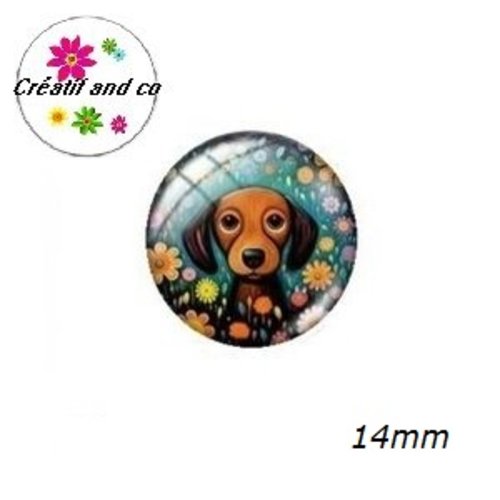 X2 cabochons chien 14mm