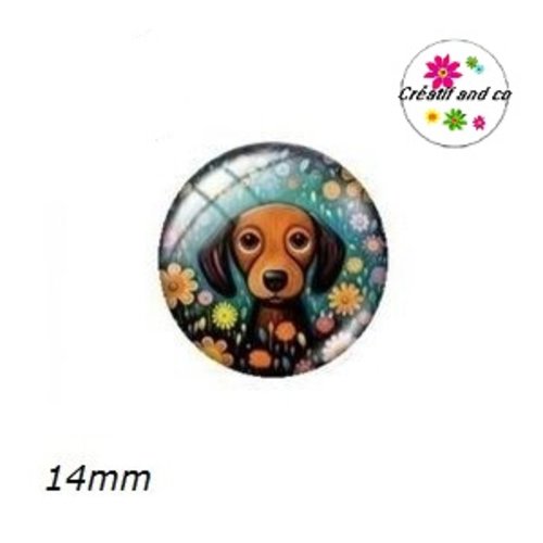 X2 cabochons chien 14mm