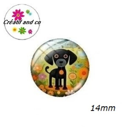 X2 cabochons chien 14mm