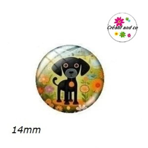 X2 cabochons chien 14mm
