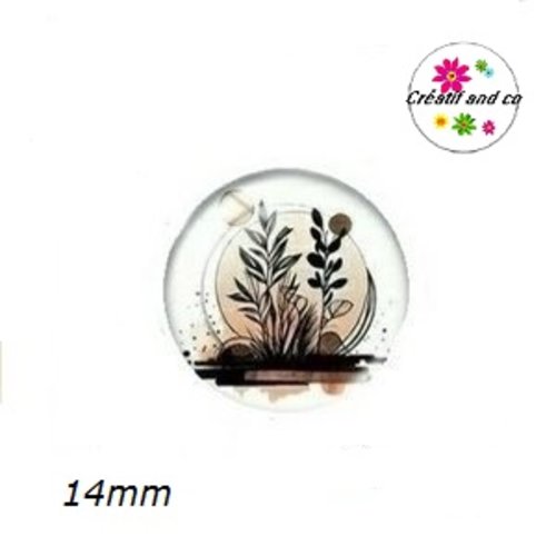 X2 cabochons motif plante 14mm