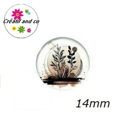X2 cabochons motif plante 14mm