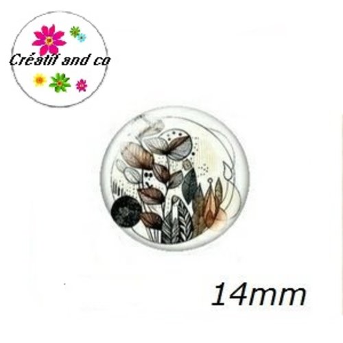 X2 cabochons motif plante 14mm