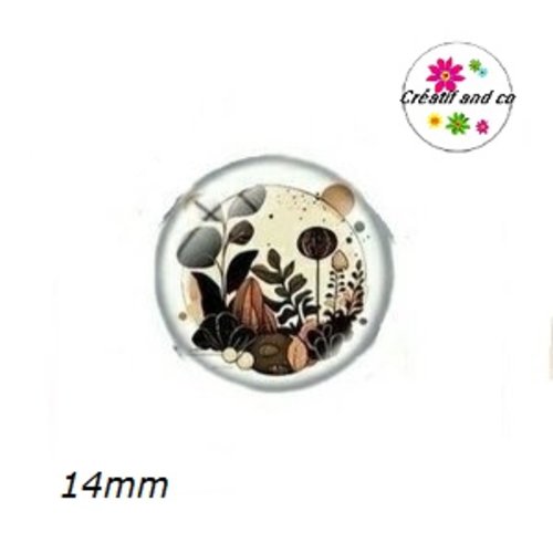 X2 cabochons motif plante 14mm