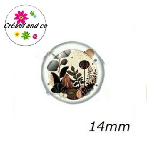 X2 cabochons motif plante 14mm