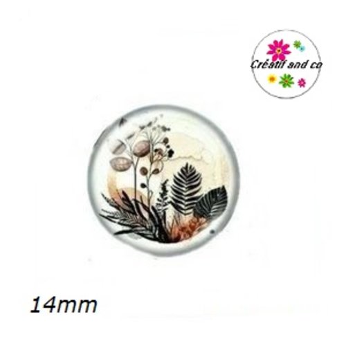 X2 cabochons motif plante 14mm