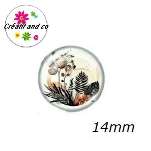 X2 cabochons motif plante 14mm
