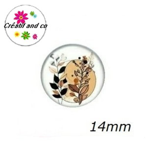X2 cabochons motif plante 14mm