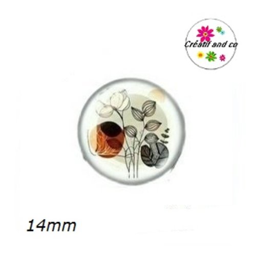 X2 cabochons motif plante 14mm