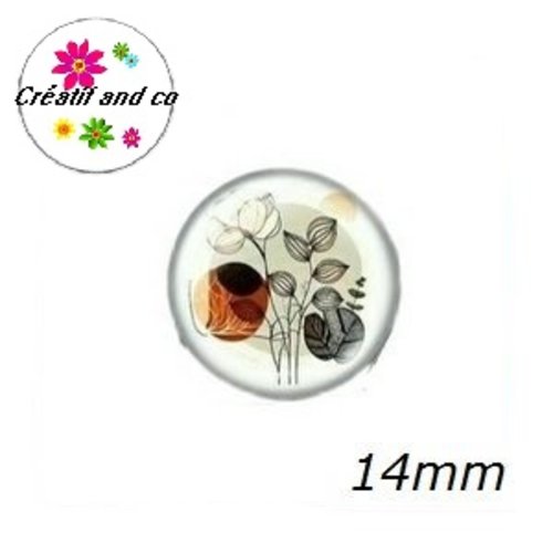 X2 cabochons motif plante 14mm