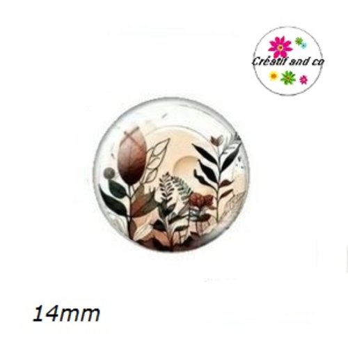 X2 cabochons motif plante 14mm