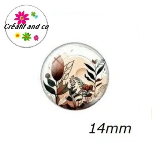 X2 cabochons motif plante 14mm