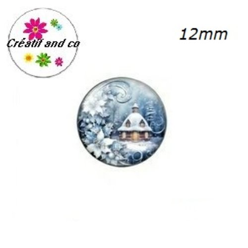 X2 cabochons thème de noël 12mm