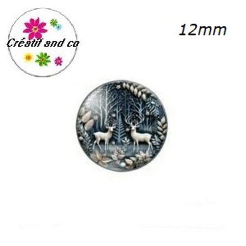 X2 cabochons thème de noël 12mm