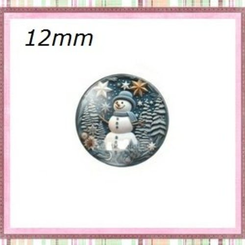 X2 cabochons thème de noël 12mm