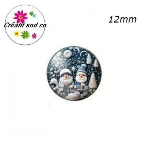 X2 cabochons thème de noël 12mm