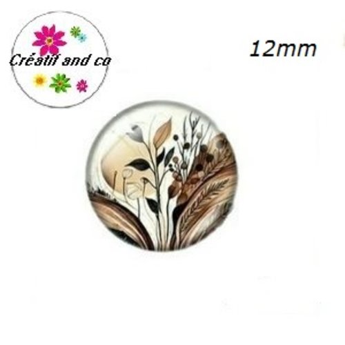X2 cabochons motif plante 12mm
