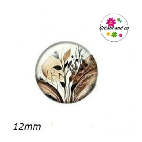 X2 cabochons motif plante 12mm