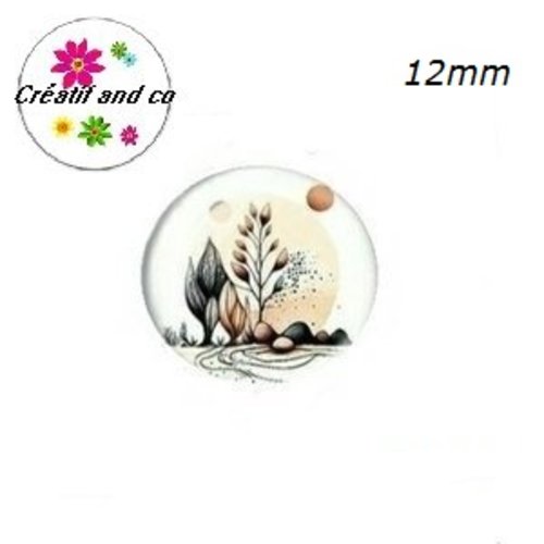 X2 cabochons motif plante 12mm