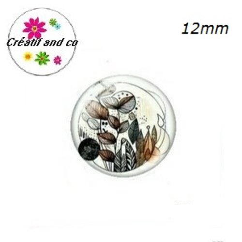 X2 cabochons motif plante 12mm
