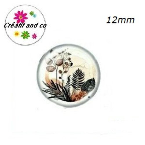 X2 cabochons motif plante 12mm