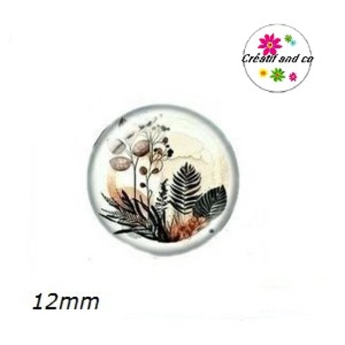 X2 cabochons motif plante 12mm