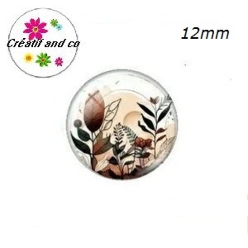 X2 cabochons motif plante 12mm