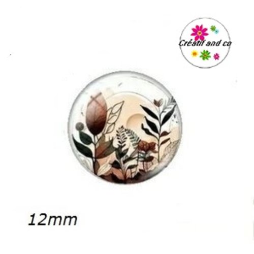 X2 cabochons motif plante 12mm