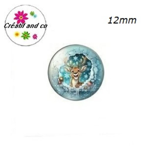 X2 cabochons cerf 12mm