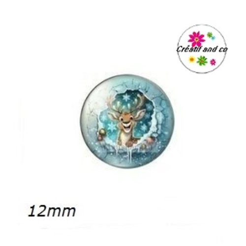 X2 cabochons cerf 12mm