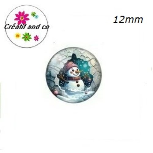 X2 cabochons bonhomme de neige 12mm
