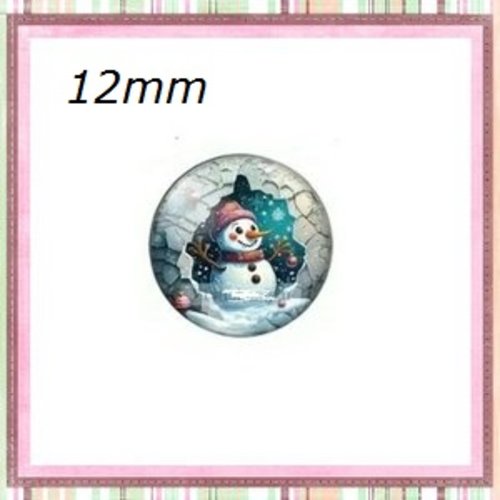 X2 cabochons bonhomme de neige 12mm