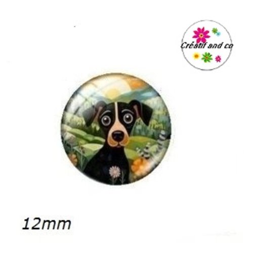 X2 cabochons chien 12mm
