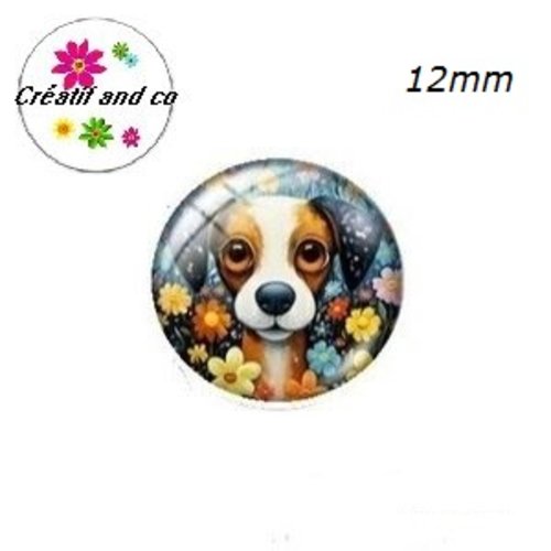 X2 cabochons chien 12mm