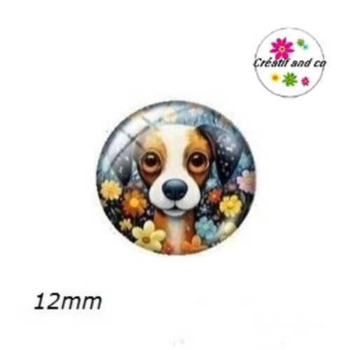X2 cabochons chien 12mm