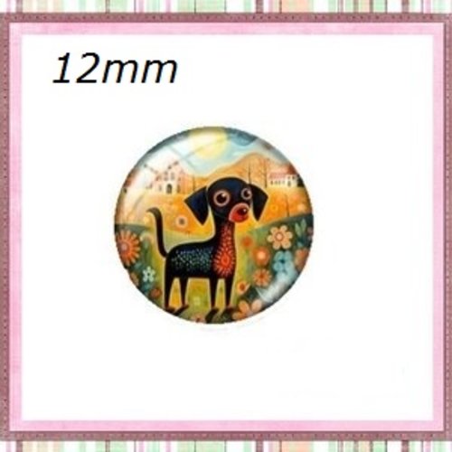 X2 cabochons chien 12mm