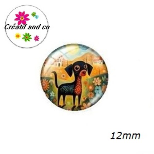 X2 cabochons chien 12mm